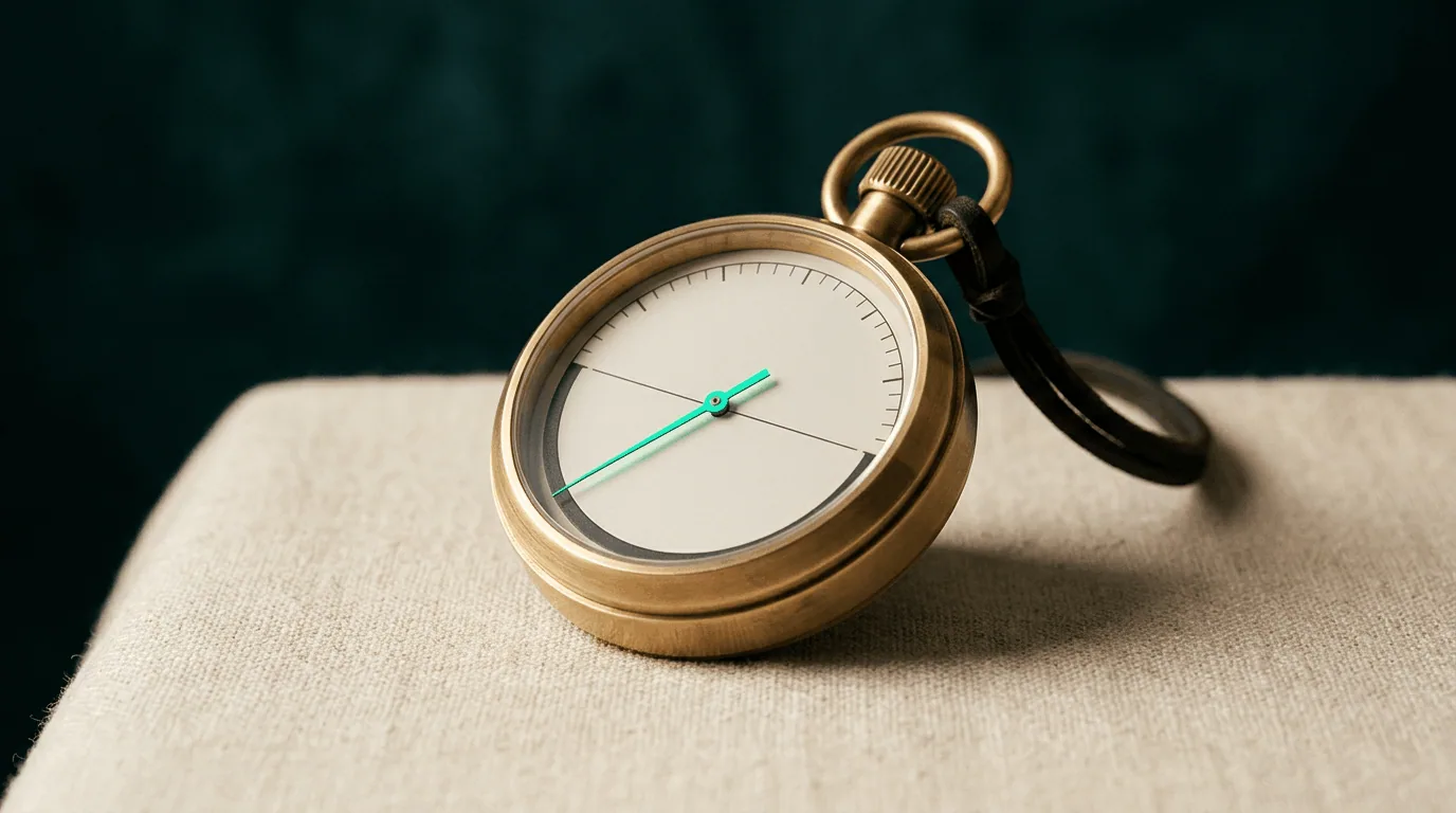 Prior Authorization Cycle Time Benchmarks Brass stopwatch with a mint-green hand on cream linen, representing prior authorization cycle time